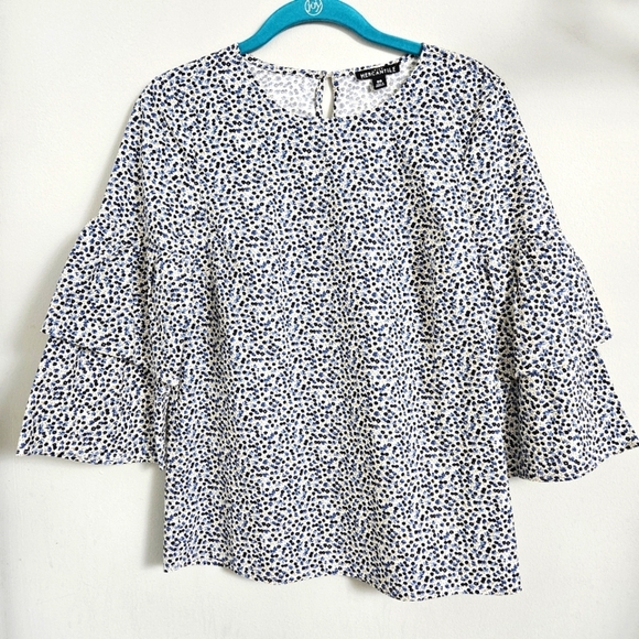 J. Crew Mercantile Women's Floral Tiered Sleeve Blouse Size XXS - Picture 3 of 8